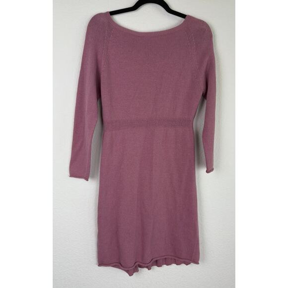 Fontana 2.0 Pink Pleated Front Scoop Neck Sweater Dress Cashmere Blend Size M - Picture 2 of 10